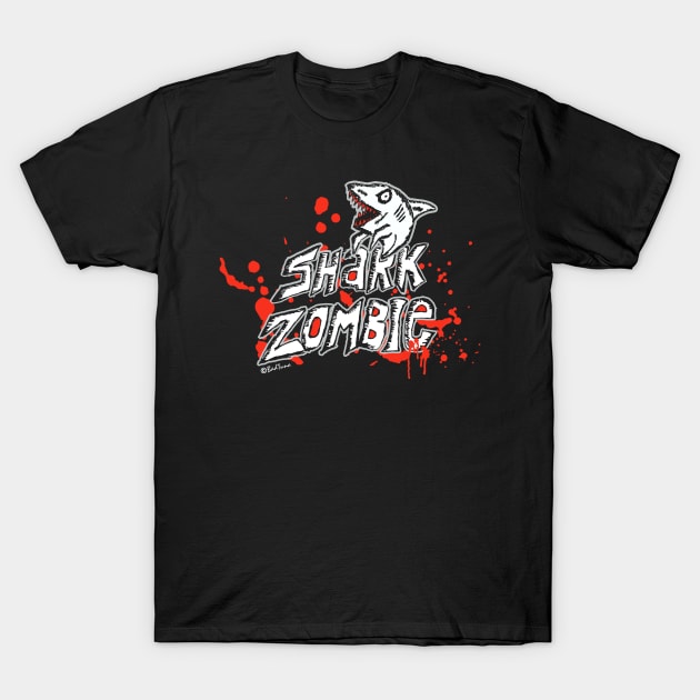 Shark Zombie T-Shirt by badtuna